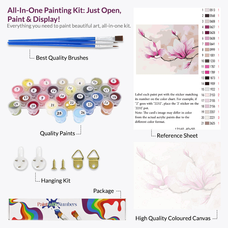 Magnolia Blossoms, Paint By Numbers