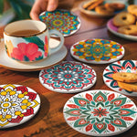 Load image into Gallery viewer, Rainbow Mandala Paint by Numbers Coasters
