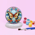 Load image into Gallery viewer, Stained Glass Butterfly Paint by Numbers Coasters

