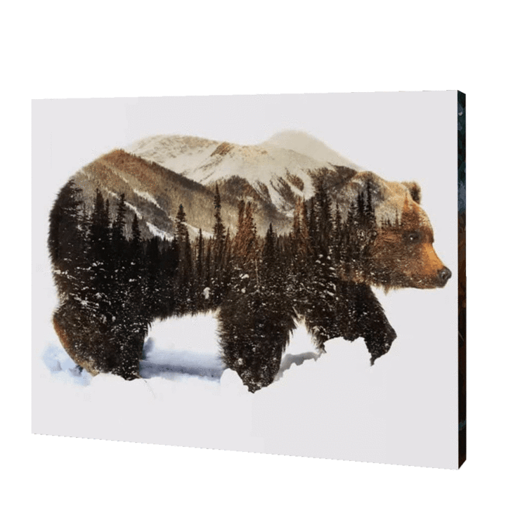 Snow Bear in Woods, Paint by Numbers